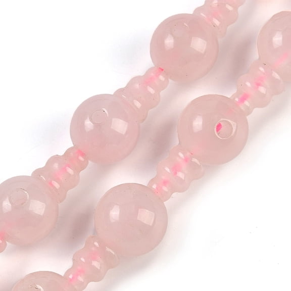 Natural Rose Quartz 3-Hole Guru Beads Strands for Jewelry Making T-Drilled Beads Gourd 20x12mm Hole: 1.8mm and 2mm
