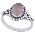 thumbnail image 1 of Natural Rose Quartz 6x8mm Cabochon Oval Shape Gemstone Surrounded by Alluring Coiling,Twisted Wire & Rawa Work Handmade 925 Sterling Solid Silver Ring For Women, 1 of 2