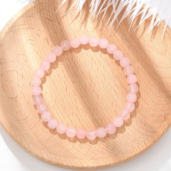 Natural Rose Quartz Beaded Stretch Bracelets Round Beads: 6~6.5mm Inner Diameter: 2-1/4 inch(5.55cm) Material Natural Rose Quartz