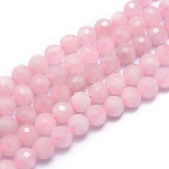 Natural Rose Quartz Beads Strands Faceted Round 6mm Hole: 0.8mm 67pcs/strand 15.7 inch(40cm)