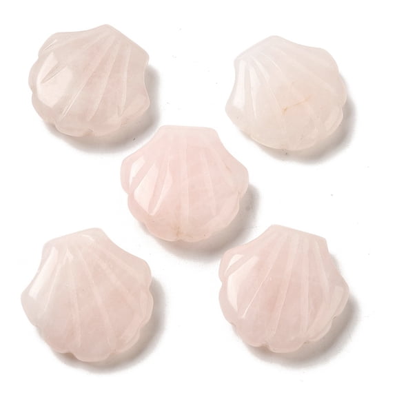 Natural Rose Quartz Carved Healing Shell Figurines Reiki Energy Stone Display Decorations 30~30.5x30x8~8.5mm