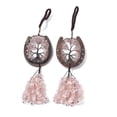 thumbnail image 1 of Natural Rose Quartz Chip Tree of Life Pendants Decoration Brass Horse Shose Tassel Gems Hanging Ornaments 220mm Pendant: 170x59x7mm, 1 of 5
