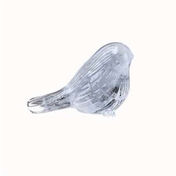 Natural Rose Quartz & Clear Quartz Bird Figurines Hand-Carved Healing Crystal Sparrow Sculptures for Home Office Desk Décor, Positive Energy