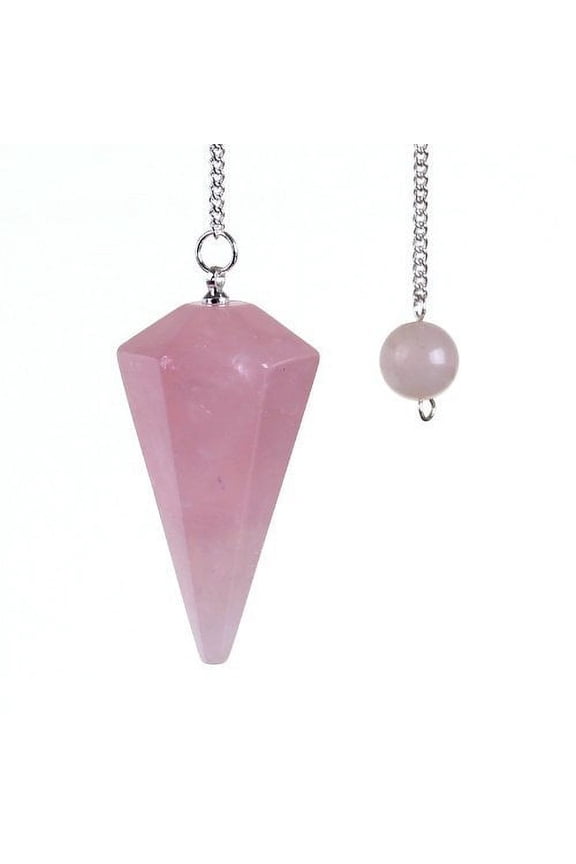Natural Rose Quartz Crystal Pendulum 12 Facet Reiki Charged