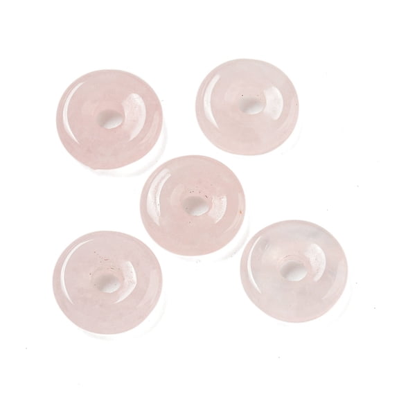 Natural Rose Quartz Donut/Pi Disc Charms 12~13x3~4mm Hole: 3mm