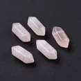 thumbnail image 1 of Natural Rose Quartz Double Terminal Pointed Pendants Faceted Charm 18.5~20x8~9x8~9mm Hole: 1.5mm, 1 of 4