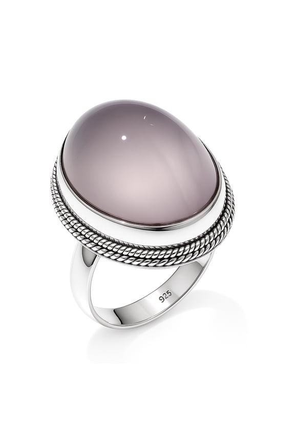 Natural Rose Quartz Gemstone Unique Tribal Gypsy Modern Ring for Women Men FINE Tibetan Fashion Designer Handmade Jewelry 925 Sterling Silver Ring by ARTISANS UK Ring Size P 1/2