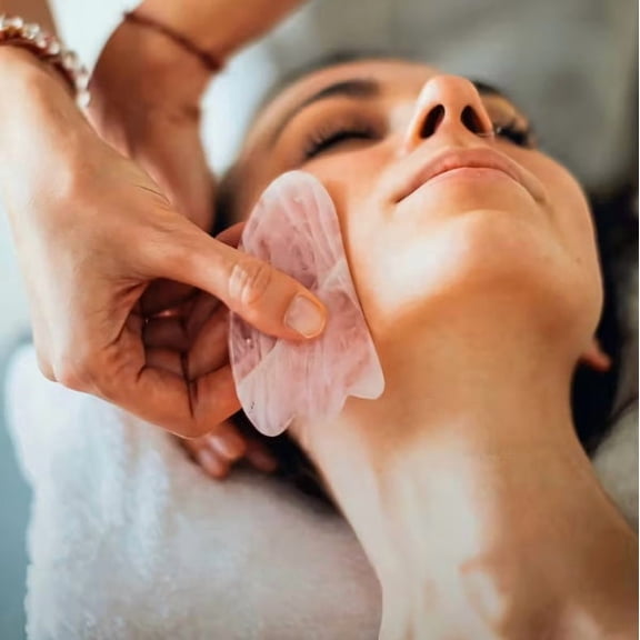 Natural Rose Quartz Gua Sha Board - Premium Couples Massage Tool for Relaxation and Skincare