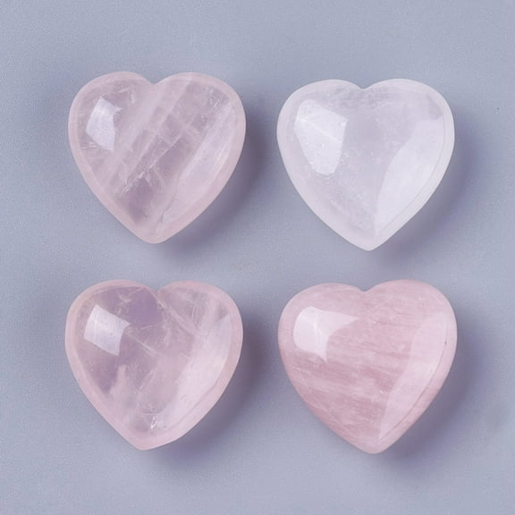 Natural Rose Quartz Heart Love Stone Pocket Palm Stone for Reiki Balancing 29~29.8x30~30.4x14.2~15mm
