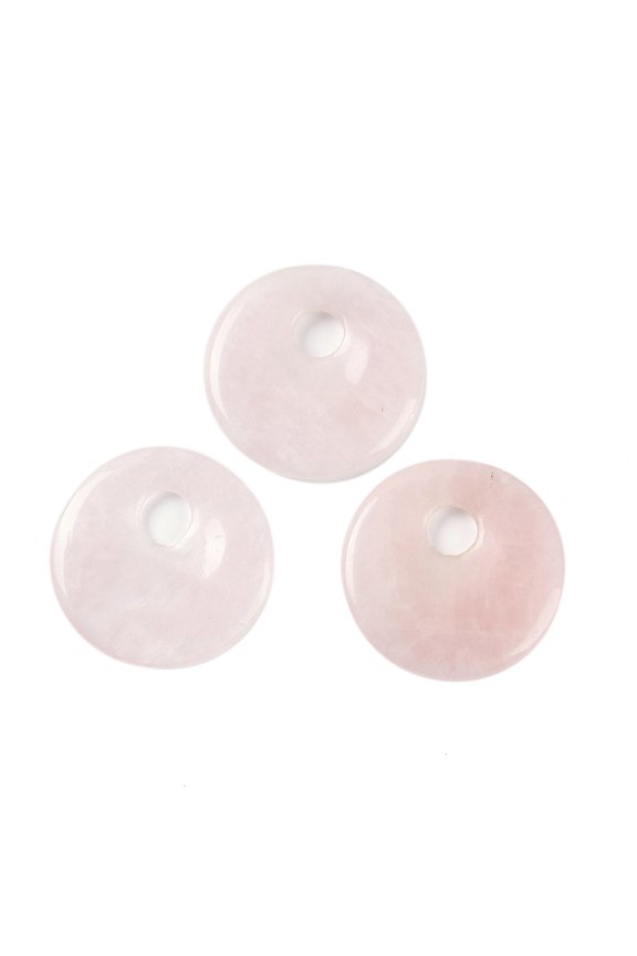Natural Rose Quartz Pendants Donut/Pi Disc Charms 45x5-7mm Hole: 10.5mm