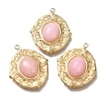 thumbnail image 1 of Natural Rose Quartz Pendants Ion Plating(IP) 304 Stainless Steel Oval Charms Real 18K Gold Plated 24x20x5.5mm Hole: 1.5mm, 1 of 3