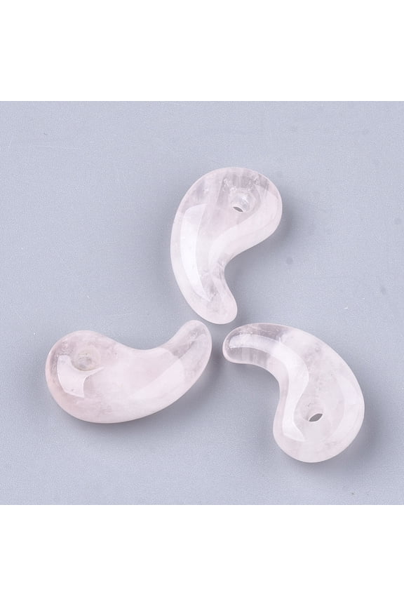 Natural Rose Quartz Pendants Magatama 30x18x8-11mm Hole: 3-4mm