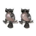 thumbnail image 1 of Natural Rose Quartz Pendants Silver Plated Owl Charms with Blak Glass 45x33.5x19mm Hole: 8x9.5mm, 1 of 3