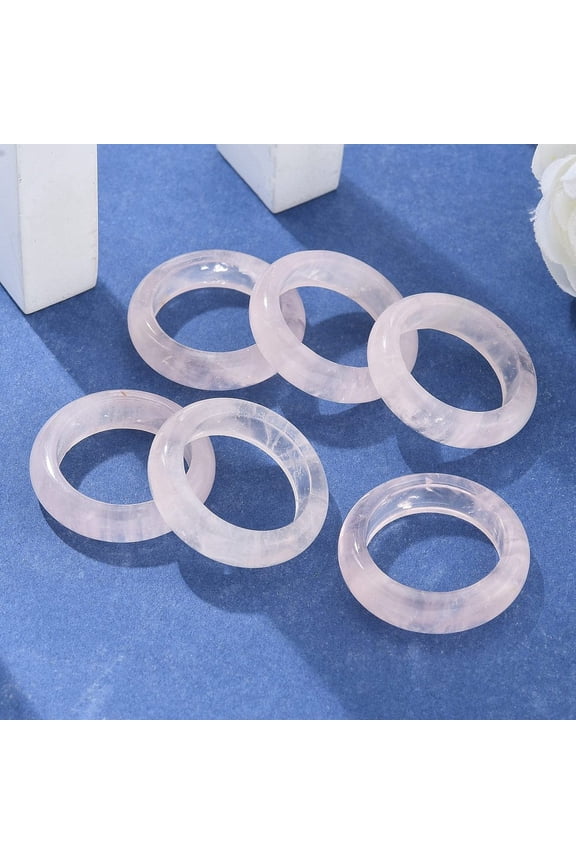 Natural Rose Quartz Plain Band Rings Inner Diameter: 18~20mm