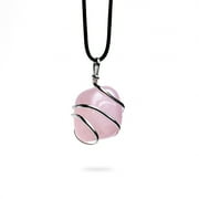 Natural Rose Quartz Raw Crystal Healing Pendant Necklace - for Unconditional True Love Relationships - Premium Carrying Pouch - Crystal Gifts for Women