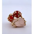 thumbnail image 1 of Natural Rose Quartz & Red Jade Gold Adjustable Ring NRQRJGAR, 1 of 9