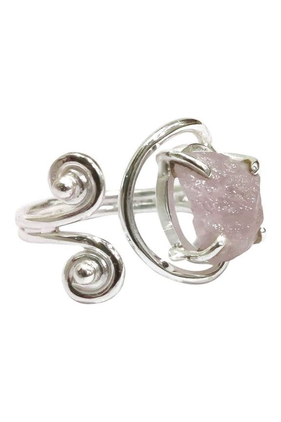 Natural Rose Quartz Ring, Raw Quartz Gemstone Ring, Birthstone, Designer, 925 Sterling Silver, Womens Ring, Christmas, Adjustable Ring, Handmade, Statement Jewelry, Rough Jewelry