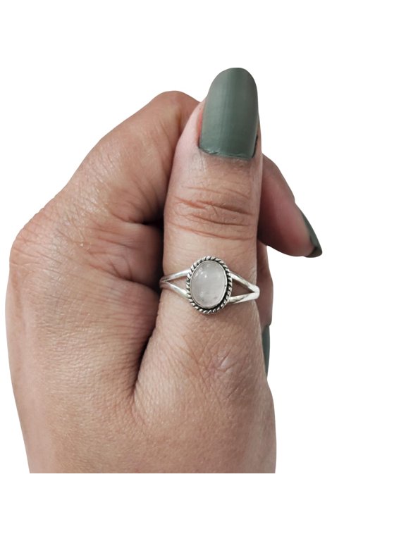 Natural Rose Quartz Ring, Rose Quartz Gemstone Ring, Quartz Birthstone, Adjustable Tiny Ring, Toe Ring, 925 Sterling Silver, Womens Ring, Christmas, Twisted Boho Ring, Handmade Statement Jewelry