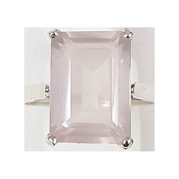 Natural Rose Quartz Ring in 925 Sterling Silver, Statement Ring