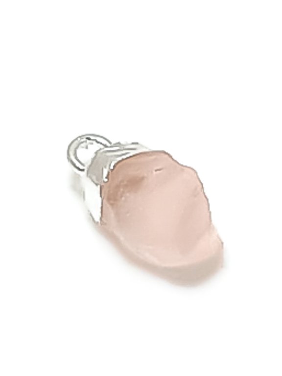Natural Rose Quartz Rough 925 Sterling Silver Jewelry Pendant 0.59"