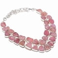 thumbnail image 1 of Natural Rose Quartz Rough Gemstone 925 Sterling Silver Jewelry Necklace 18", 1 of 2