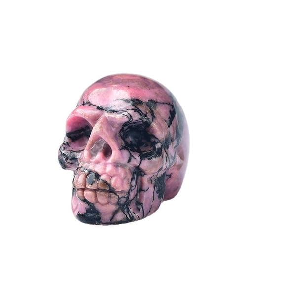 Natural Rose Quartz Skull Figurine Hand-Carved Healing Crystal Skull Sculpture for Home Office Dcor