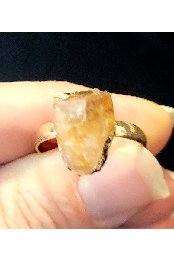 Natural Rough Citrine Gold Adjustable Ring NRCGAR2