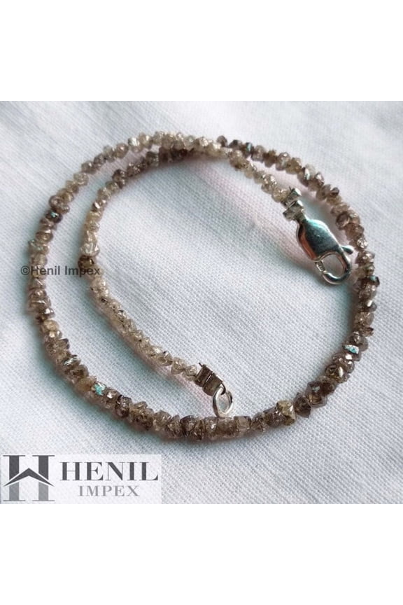 Natural Rough Diamond ! 8.00 Ct Natural Raw Loose Diamond Beads ! Fancy Brown Color Diamond Beads ! 1.75 mm to 2.50 mm 6.50" Bracelet Chain