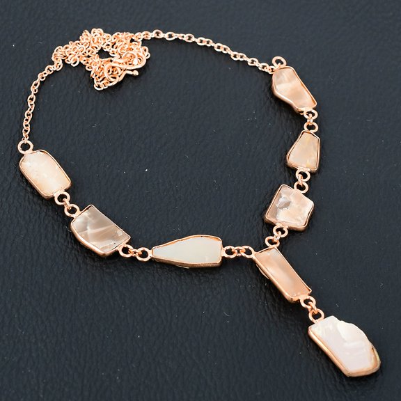 Natural Rough Mother Of Pearl Gemstone Handmade Copper Gift Necklace 18"