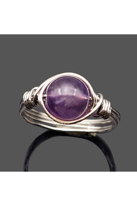 Natural Rough Stone Ring Hand Woven Crystal Gemstone Bohemian Healing Jewelry Gift Pink Crystal Boho Gift Idea