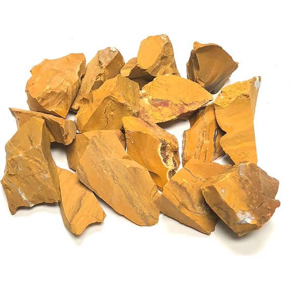 Natural Rough Yellow Jasper Stones, Includes Velvet Bag - Large 1" Pieces (1/2 Pound)