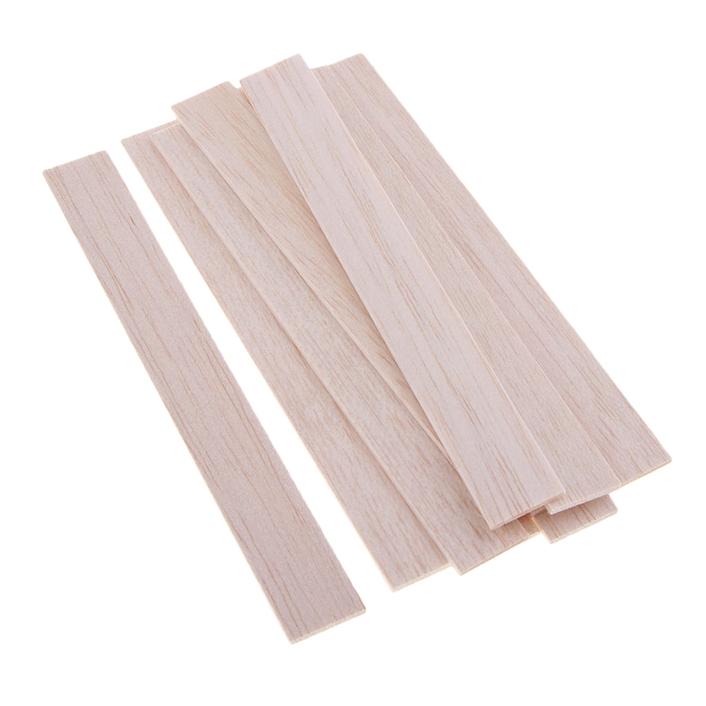 Natural Round Balsa Wood Woodcraft Flat Sticks Dowel 10 Pieces