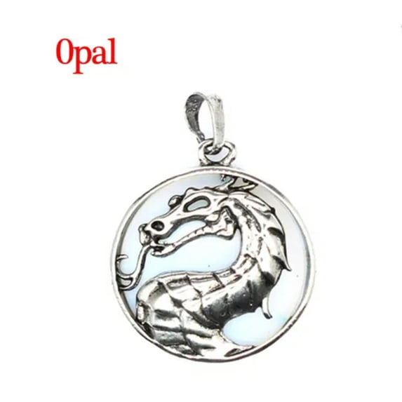 Natural Round Crystal Chinese Dragon Pendant Stone Jewelry Healing Reiki Gift