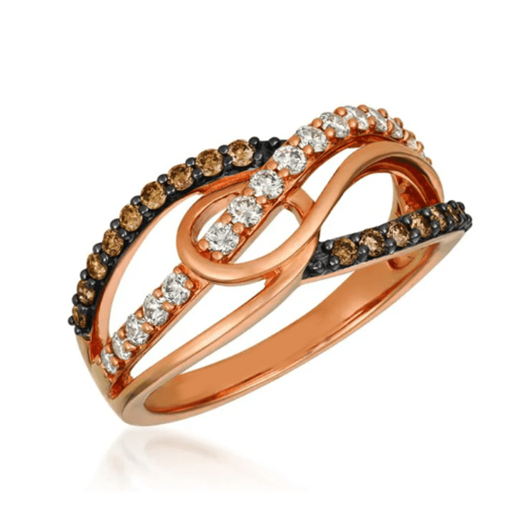 Natural Brown Diamond Engagement Band Ring in 14k Rose Gold Finish - Gift For Wife