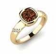 thumbnail image 1 of Natural Round Cut brown Diamond Ring in 14k Yellow Gold Finish - Birthday Gift For Mum, 1 of 1