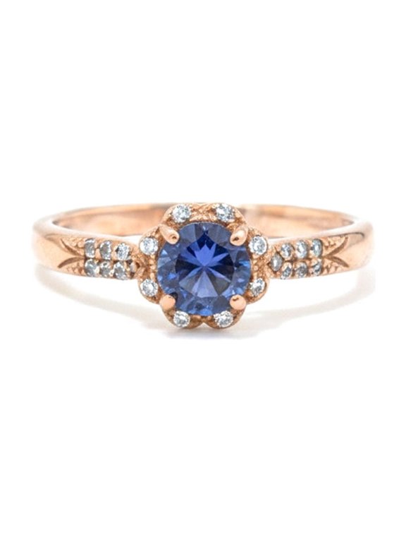 925 Sterling Silver Lolite Elegant Rings for Women Rose Gold Plated Topaz Accents