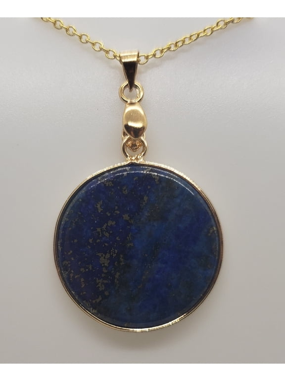 Natural Round Lapis Lazuli Gold Necklace