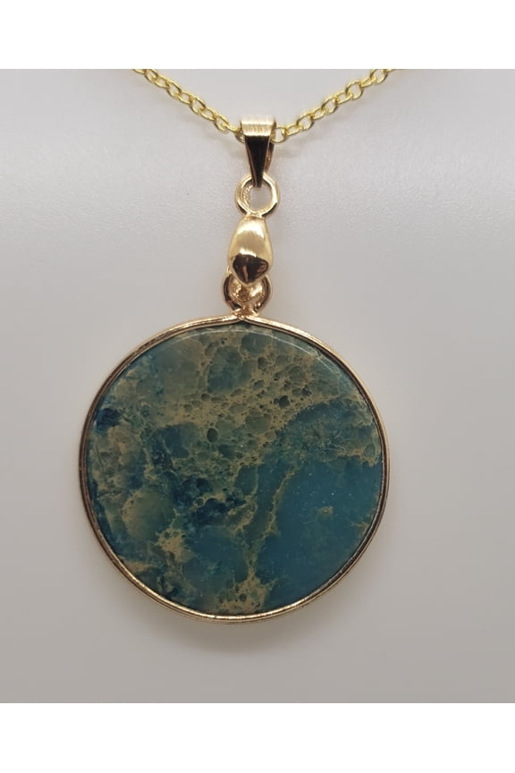 Natural Round Ocean Jasper Gold Necklace
