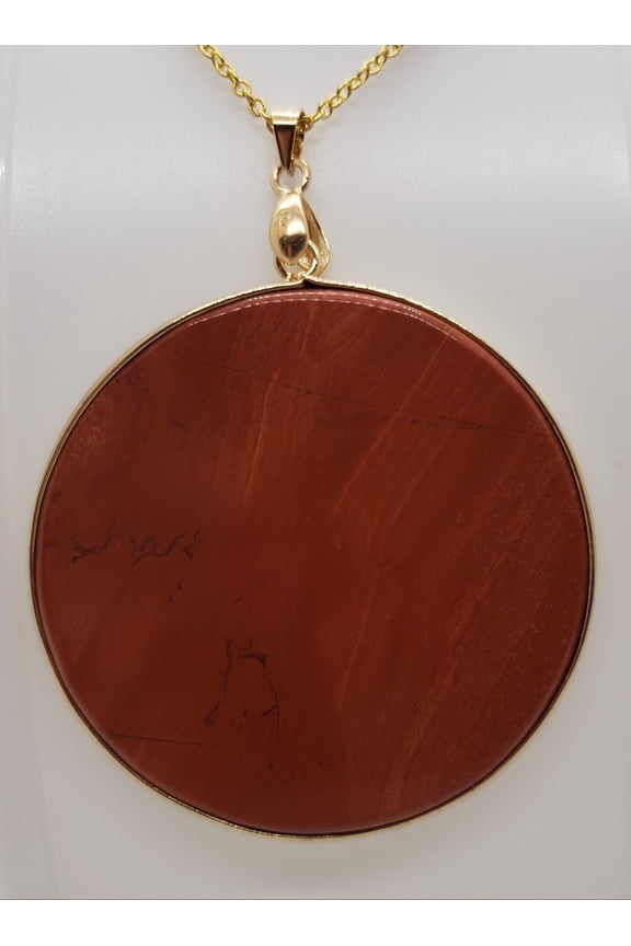 Natural Round Red Jasper Gold Necklace