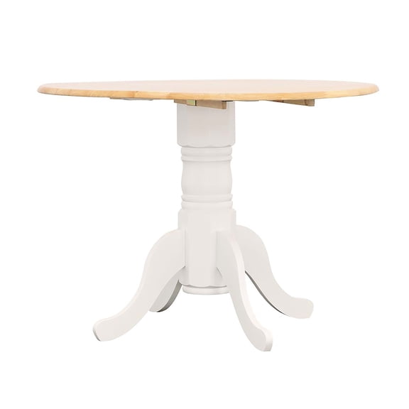 Natural Round Table with Drop - Leaf and Curved Legs - Brings Uniqueness to Dining