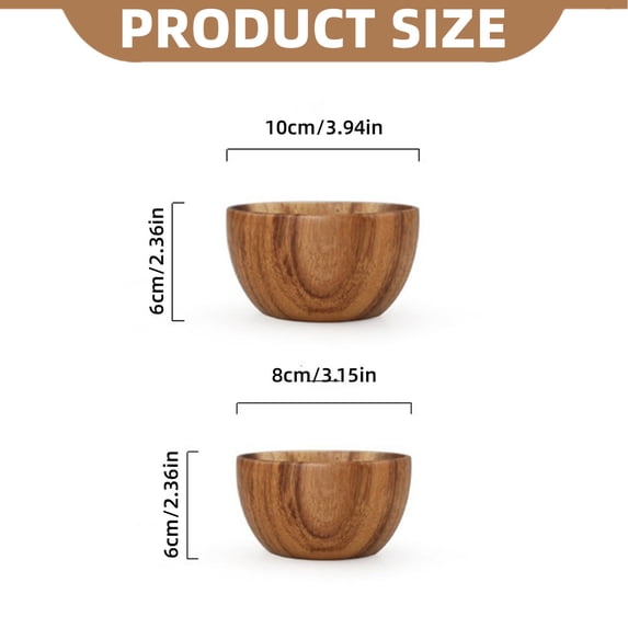 Natural Round Wooden Fruit Salad Bowl, Handmade Wood Basin Container for Home, Kitchen, Dining, Fruit, Salad & Food Serving