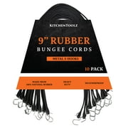 Natural Rubber Bungee Cords Metal S Hooks 10 Pack 9 inch Heavy Duty Outdoor Tarp Straps Weatherproof Black Tie Downs by Kitchentoolz