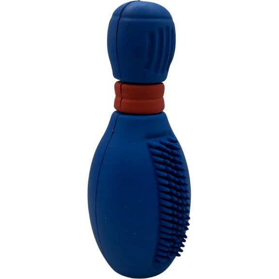 Natural Rubber Dental Bowling Pin Treat-Holder BBQ Scented Dog Chew Toy