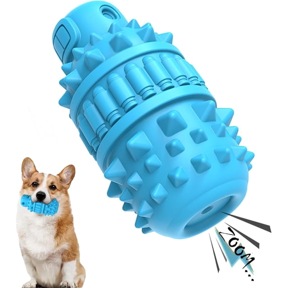 Natural Rubber Dog Chew Toy for Aggressive Chewers - Squeaky Gas Tank Design, Teeth Cleaning & Milk Flavor, Tough Toy for Large & Medium Dogs