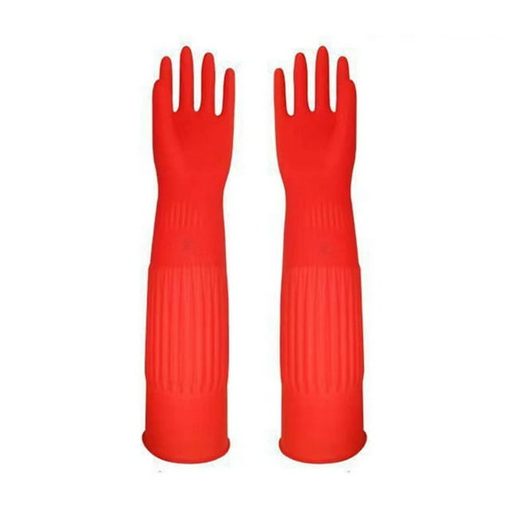 Natural Rubber Latex Gloves for Kitchen & Cleaning | 38cm Dishwashing Gloves with Grip Texture | Reusable Household Gloves for Car Wash & Outdoor Use