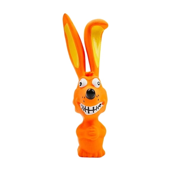 Natural Rubber Squeaky Dog Toy, Long Eared Rabbit Shape Pet Toy, Durable Latex Chew Toy for Teeth Cleaning, Interactive Fetch Toy for Pet Dogs, Orange