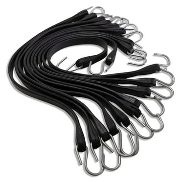 Natural Rubber Tarp Straps | JB | Bungee Cord Tie Down | 21 inch (Standard 'S' hook - 50 pack)