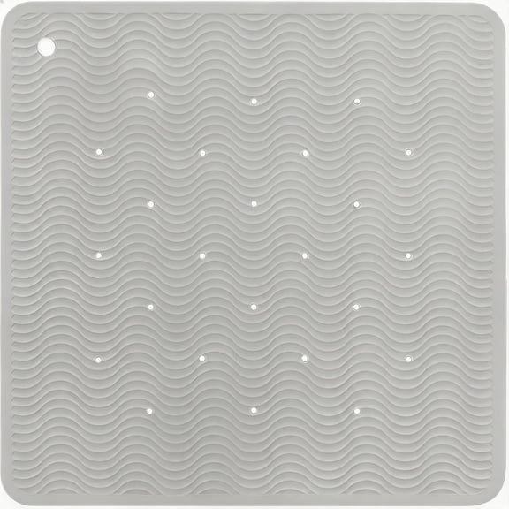 Natural Rubber Wave Bath Mat Square 21x21 Inches Non-Slip Shower and Bathtub Mat with 364 Suction Cups Plastic-Free Biodegradable Granite