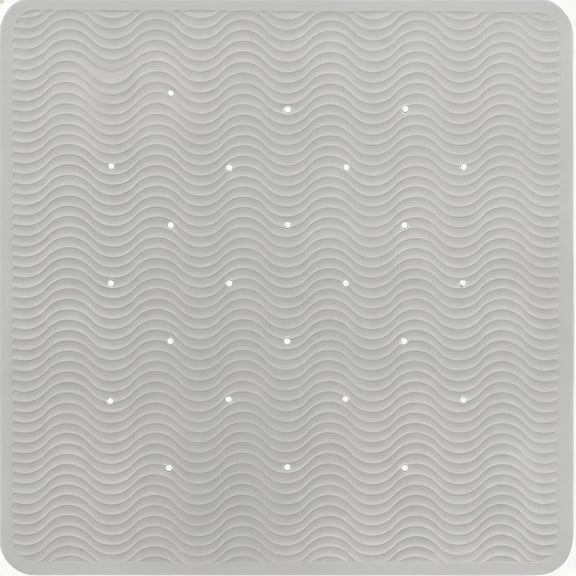 Natural Rubber Wave Bath Mat Square 21x21 Inches Non-Slip Shower and Bathtub Mat with 364 Suction Cups Plastic-Free Biodegradable Granite