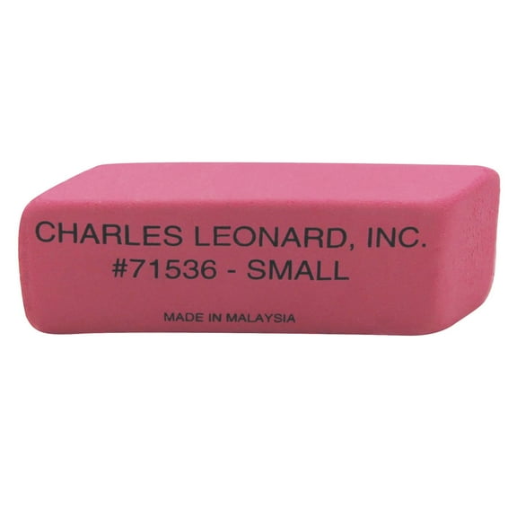Charles Leonard Natural Rubber Wedge Pink Erasers, Small, Box of 36